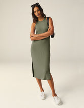 green ribbed dress